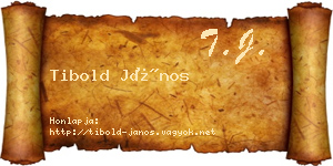 Tibold János névjegykártya